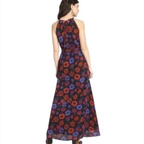 Modcloth Illuminated Elegance Floral Print Maxi Dress Halter Neck Size Small NWT - Picture 8 of 12